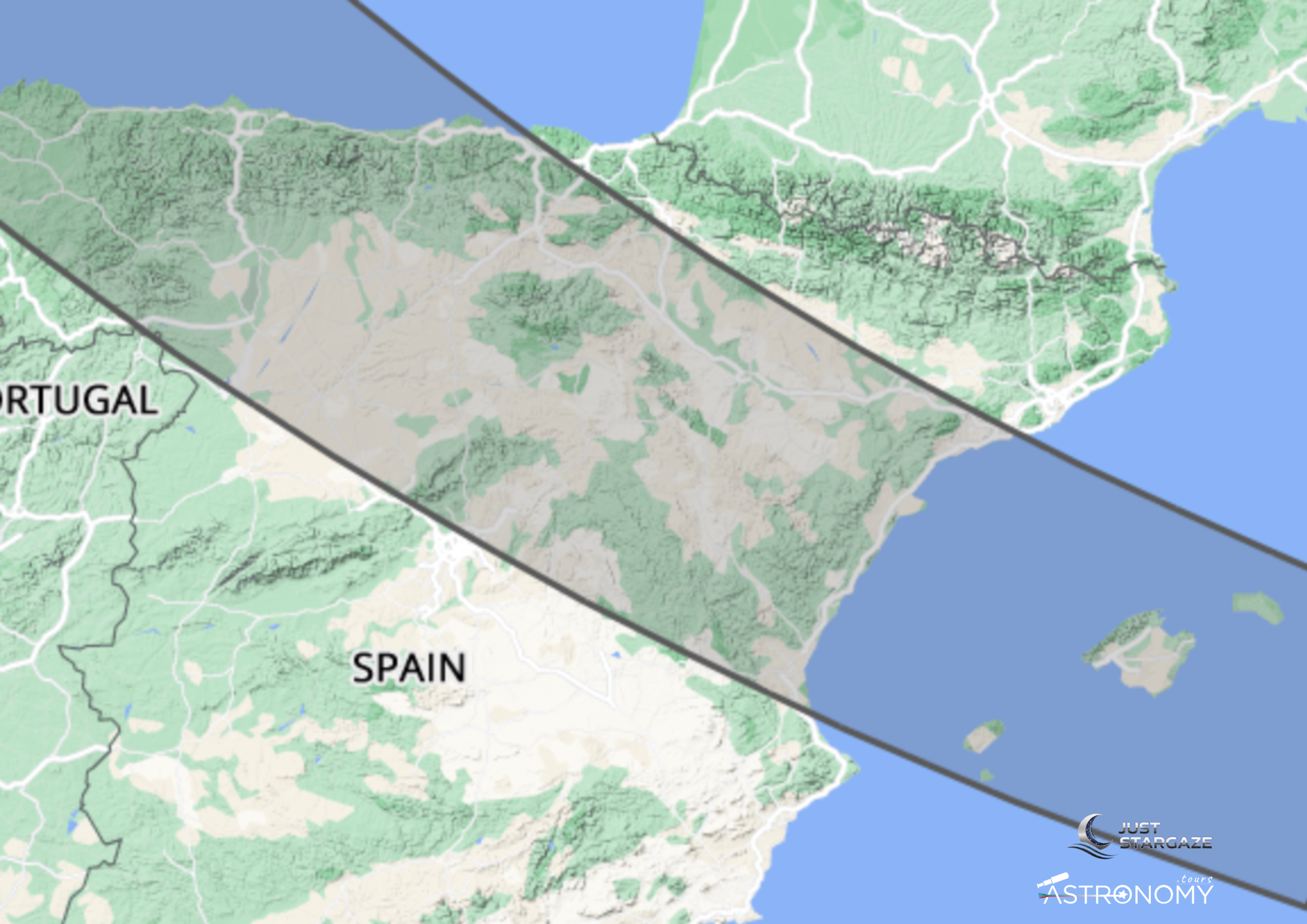 Línea de totalidad de eclipse solar